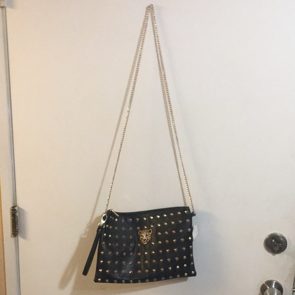 Black with gold studs crossbody